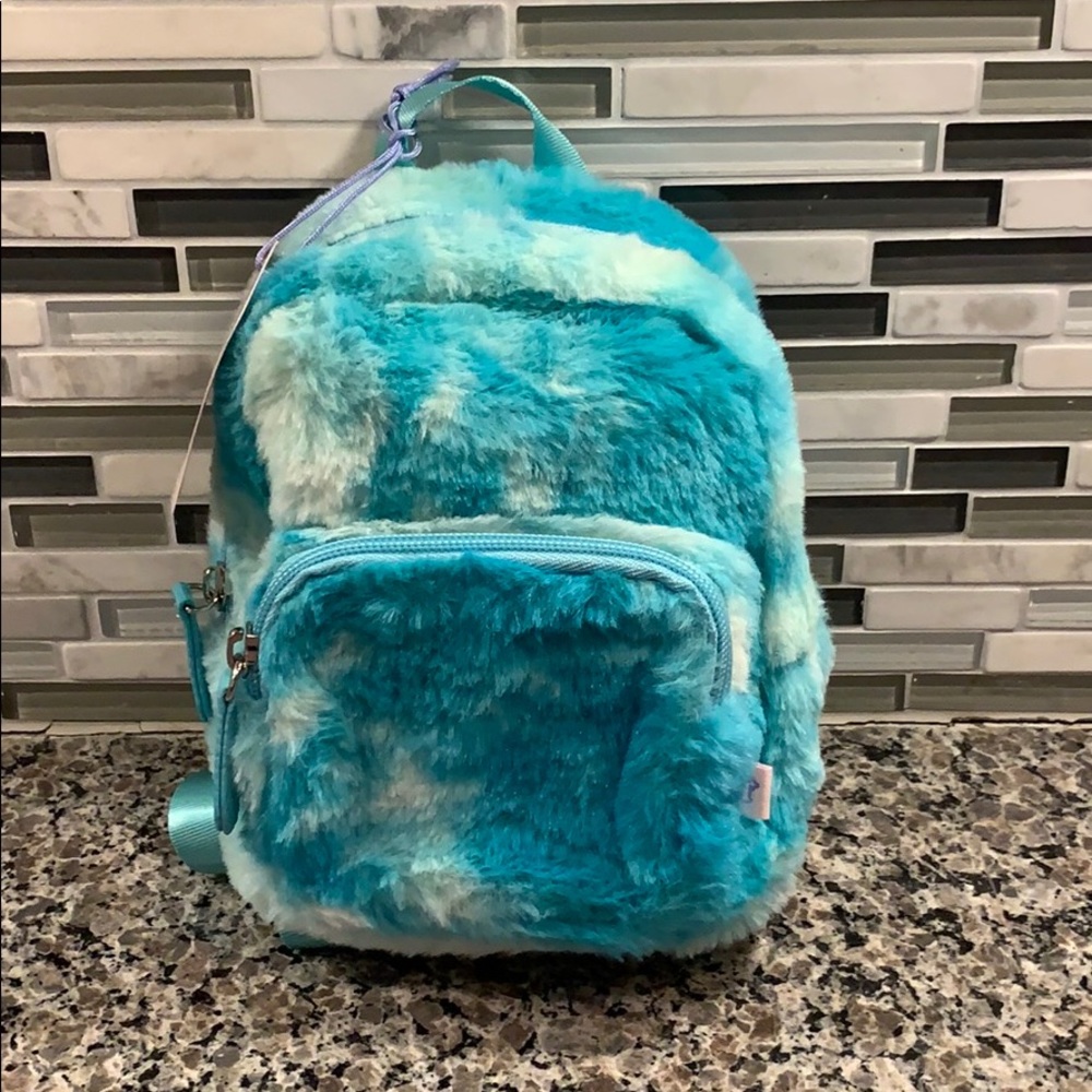 New Girls' Faux Fur Mini Backpack - Green